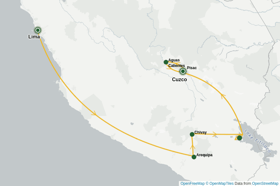 Itinerary Map image for Peru: Privatreise Comfort