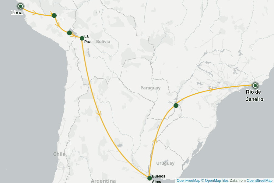 Itinerary Map image for Das Beste Südamerikas